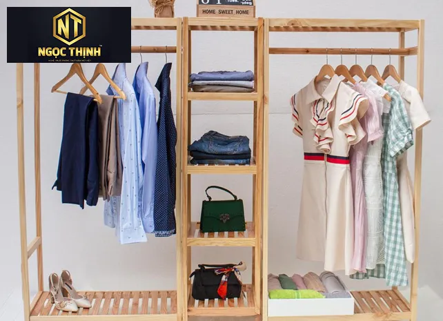 GIÀN TREO QUẦN ÁO BẰNG GỖ ĐƠN GIẢN GIÁ RẺ LONG THÀNH